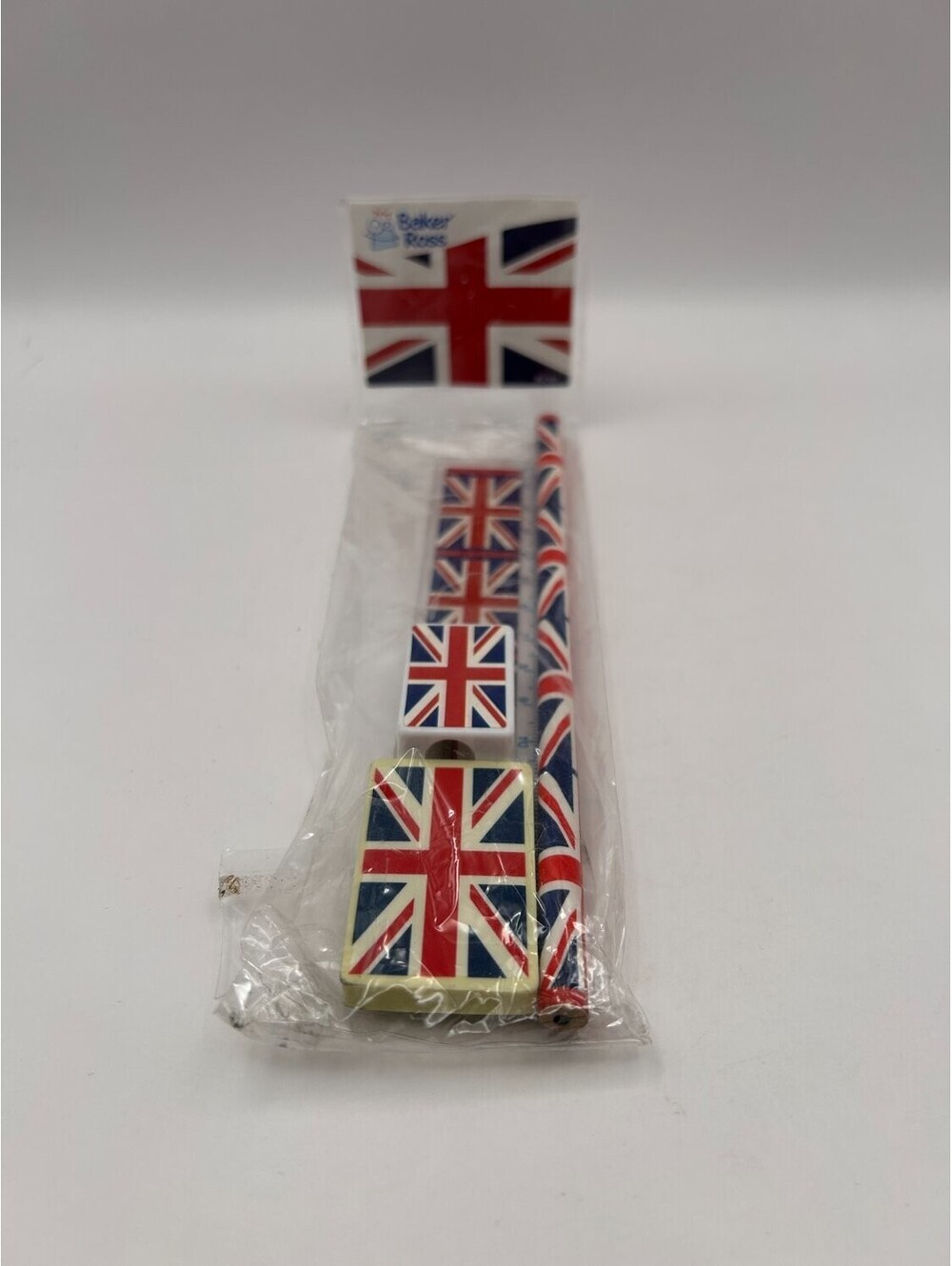 Baker Ross Union Jack Stationery Set Pencil Ruler Eraser Sharpener British Flag